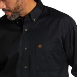 Ariat Solid Twill Black/Bronze Classic Long Sleeve Shirt -Western Cowboy Clothing 10000502 01