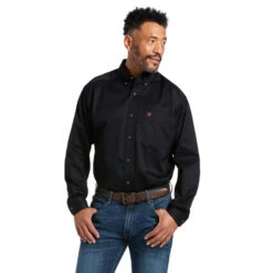 Ariat Solid Twill Black/Bronze Classic Long Sleeve Shirt -Western Cowboy Clothing 10000502 front