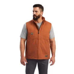 Ariat Men's Rebar DuraCanvas Copper Vest -Western Cowboy Clothing 10037636 front
