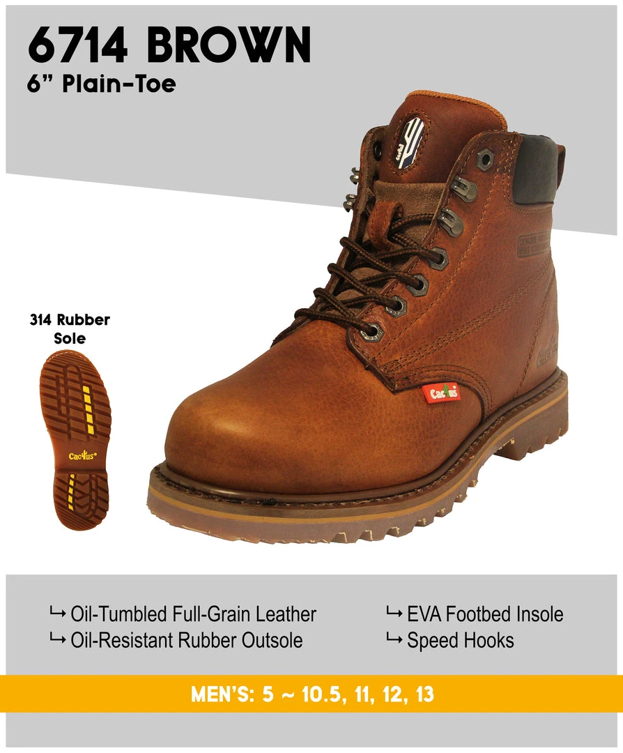 Cactus 6714 Brown Soft Toe Work Boot 1 Cactus 6714 Brown Soft Toe Work Boot