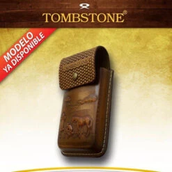 Tombstone Dark Honey Leather Tooled Ranch Cell Phone Case