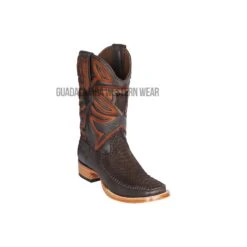 Los Altos Brown Suede Python & Deer Wide Square Toe Cowboy Boots