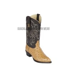 Los Altos Antique Saddle Ostrich J Toe Cowboy Boots