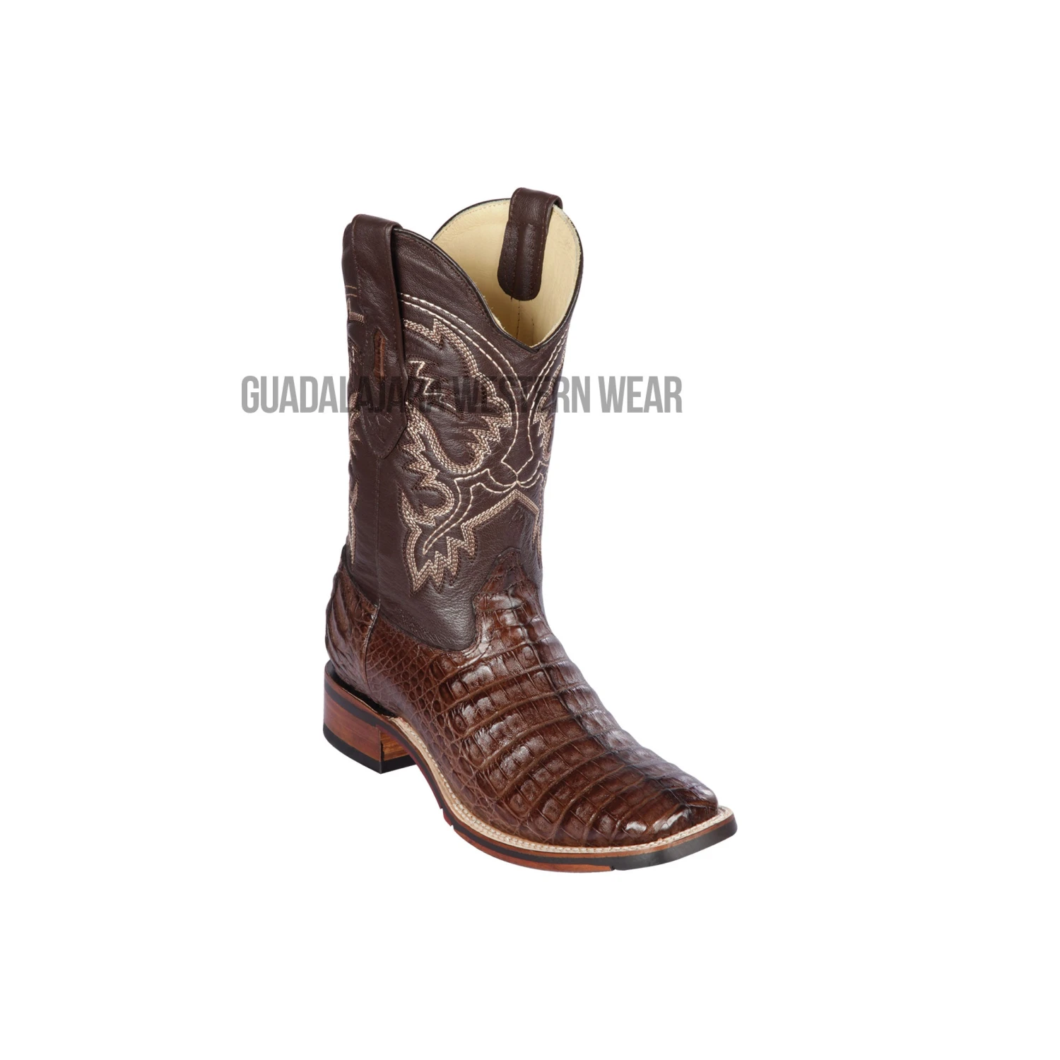 Los Altos Brown Caiman Belly Wide Square Toe Cowboy Boots 1 Los Altos Brown Caiman Belly Wide Square Toe Cowboy Boots