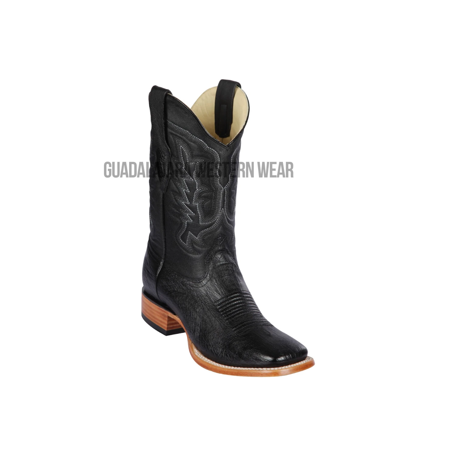 Los Altos Black Ostrich Belly Wide Square Toe Cowboy Boots 1 Los Altos Black Ostrich Belly Wide Square Toe Cowboy Boots