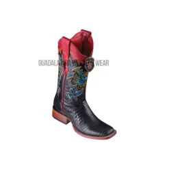 Los Altos Black Teju Wide Square Toe Women Western Boot