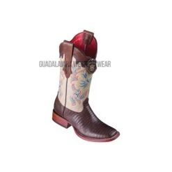 Los Altos Brown Teju Wide Square Toe Women Western Boot