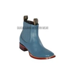 Los Altos Blue Jean Deer Wide Square Toe Botin Charro