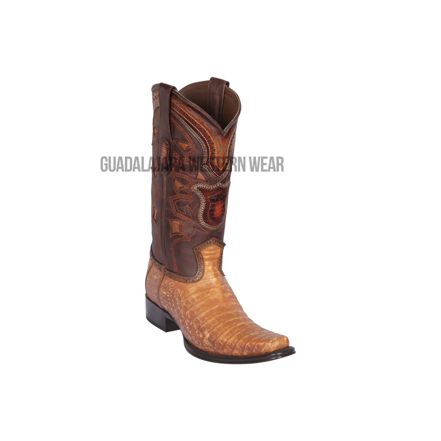 Los Altos Lisboa Cognac Caiman Belly European Square Toe Cowboy Boots 1 Los Altos Lisboa Cognac Caiman Belly European Square Toe Cowboy Boots