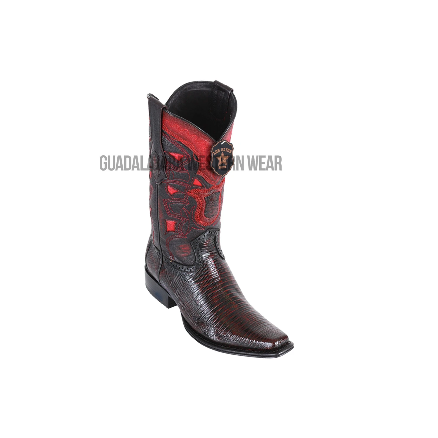 Los Altos Black Cherry Teju European Square Toe Cowboy Boots 1 Los Altos Black Cherry Teju European Square Toe Cowboy Boots