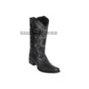 Los Altos Black Ostrich Belly European Square Toe Cowboy Boots