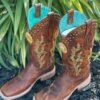 Corral Women's Embroidery And Studs Western Boot Square Toe