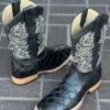 Pirarrucu Print Black Wide Square Toe Cowboy Boots