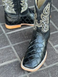 Pirarrucu Print Black Wide Square Toe Cowboy Boots -Western Cowboy Clothing IMG 09932