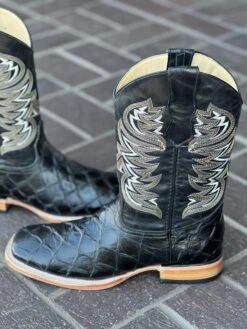 Pirarrucu Print Black Wide Square Toe Cowboy Boots -Western Cowboy Clothing IMG 09943