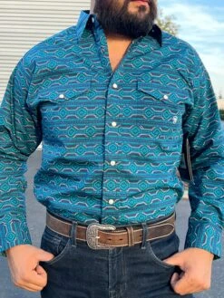 Ariat Braylen Estate Blue Classic Snap Long Sleeve Shirt