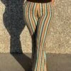 Women Striped Bargain Bell Pull On High Rise Flare Jeans