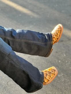 Women Pirarrucu Print Orix Wide Square Toe Cowgirl Boots