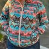 Women's Turquoise & Pink Aztec Soft-Shell Jacket- Rock&Roll Denim
