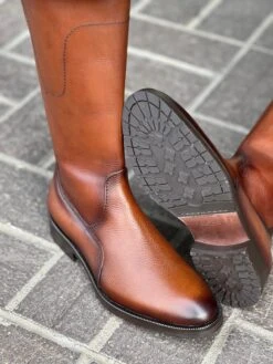 Cuadra Bristol Miel Piel Ternera Bota Alta Para Dama -Western Cowboy Clothing IMG 1900