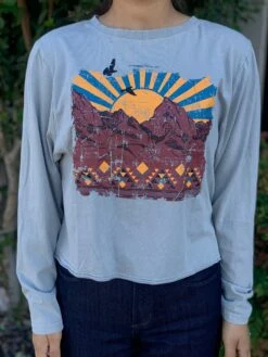 Western Scenic Grey Long Sleeve