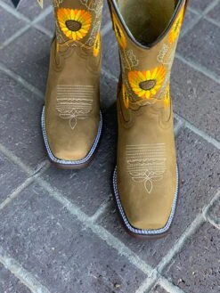 Sunflower Floral Square Toe Cowgirl Boots -Western Cowboy Clothing IMG 2680