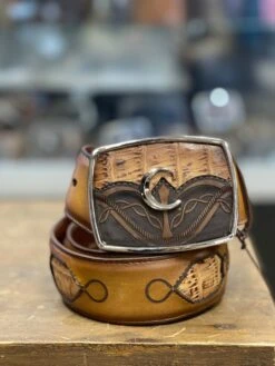 Cuadra Biza Arena Modern Caiman Leather Belt