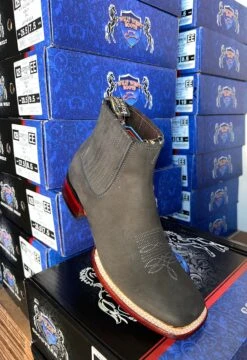 Wild West Nobuk Charcoal Wide Square Toe Botin Charro 7 Wild West Nobuk Charcoal Wide Square Toe Botin Charro -Western Cowboy Clothing IMG 2737