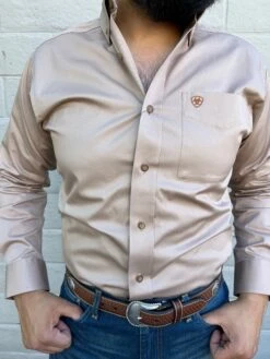 Ariat Solid Twill Kahki/Bronze Classic Long Sleeve Shirt