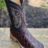 Pirarrucu Print Brown Wide Square Toe Cowboy Boots
