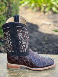 Pirarrucu Print Brown Wide Square Toe Cowboy Boots -Western Cowboy Clothing IMG 3619