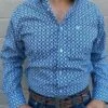 Ariat Eliot Blue Fitted Long Sleeve Shirt