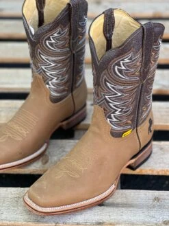 Light Brown Semi Wide Square Toe Cowboy Boots