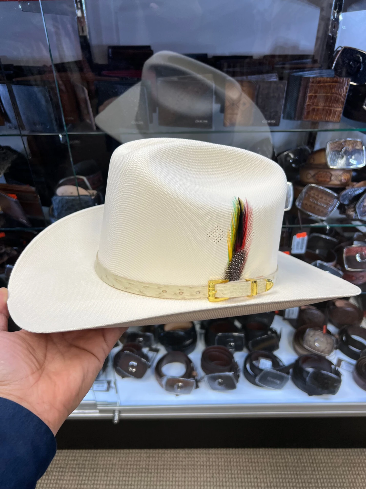 Tombstone 1000x Johnson (Copa Alta) With Genuine Winter White Ostrich Leather Band 1 Tombstone 1000x Johnson (Copa Alta) With Genuine Winter White Ostrich Leather Band