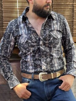 Rock And Roll Black Aztec Snap Long Sleeve Shirt