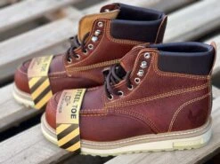 Lightweight Brown 6" Wedge Style Steel Toe Work Boot -Western Cowboy Clothing IMG 5621