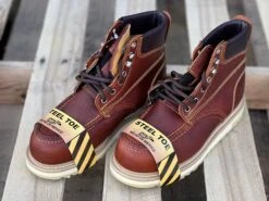 Lightweight Brown 6" Wedge Style Steel Toe Work Boot -Western Cowboy Clothing IMG 5622