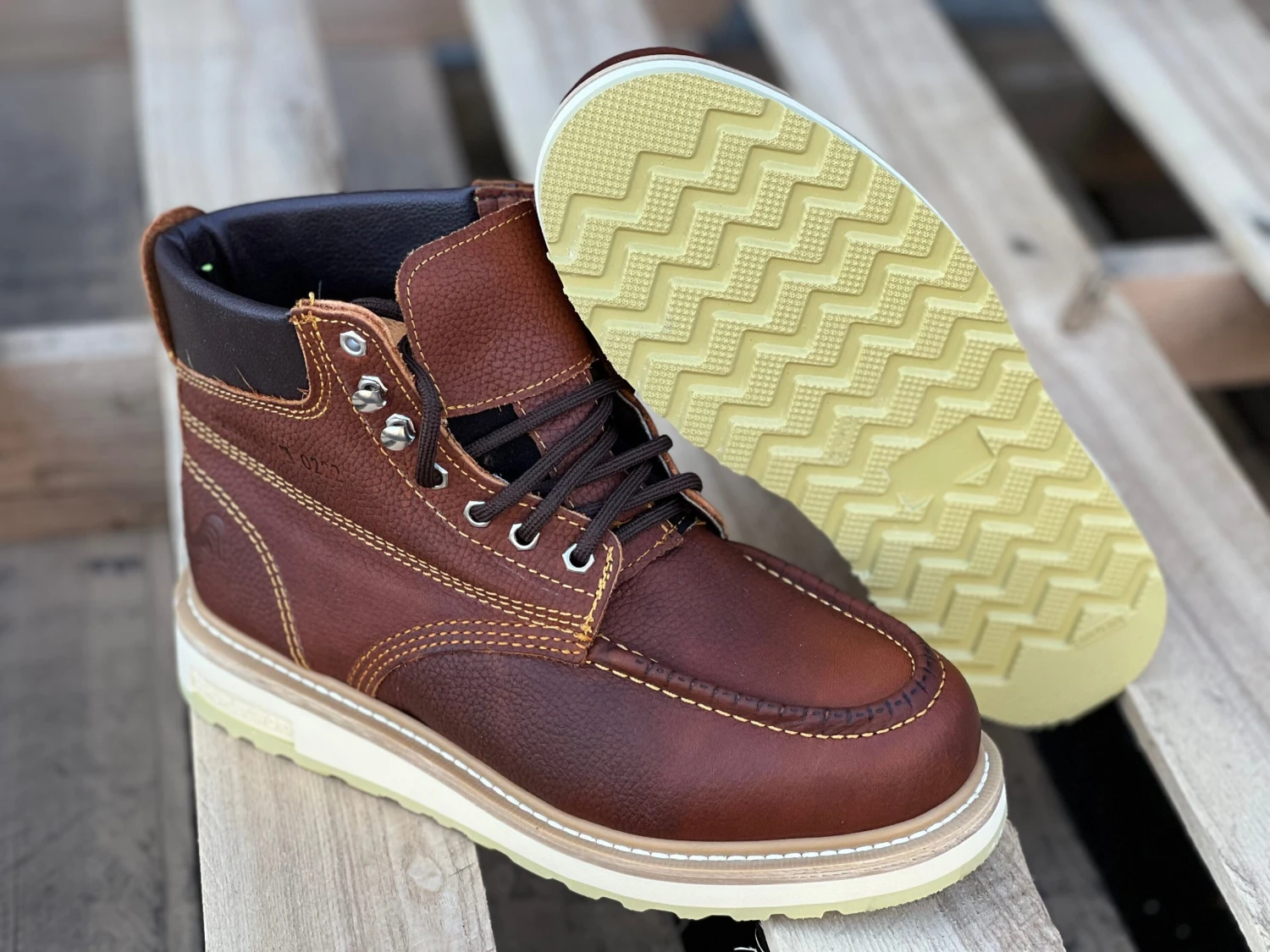 Lightweight Brown 6" Wedge Style Soft Toe Work Boot 1 Lightweight Brown 6" Wedge Style Soft Toe Work Boot