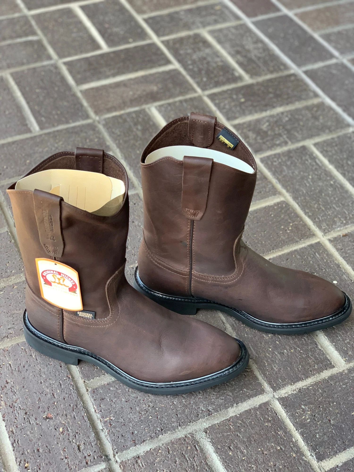 Original Michel Boots Men's Pull On Work Boot Dark Brown With Heel Soft Toe 1 Original Michel Boots Men's Pull On Work Boot Dark Brown With Heel Soft Toe