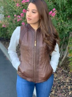 Cuadra Bovine Engraved Design Leather Vest