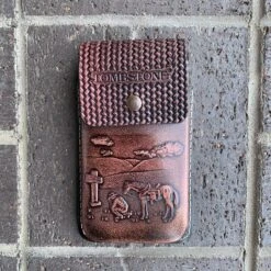 Tombstone Burgundy Leather Tooled Ranch Cell Phone Case
