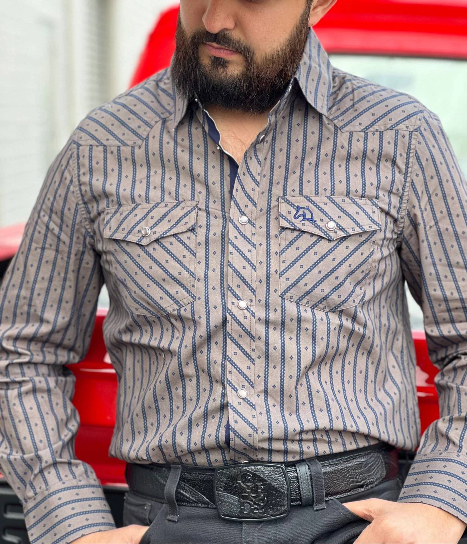 Camisa Vaquera Para Caballero (Navy/Gris) 1 Camisa Vaquera Para Caballero (Navy/Gris)