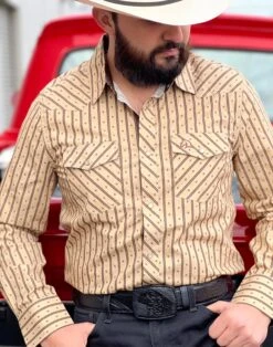 Camisa Vaquera Para Caballero (Khaki/Cafe)