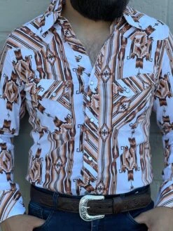 Rock And Roll Natural Aztec Snap Long Sleeve Shirt
