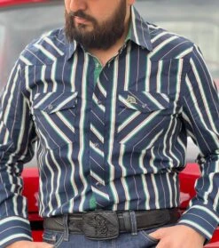 Camisa Vaquera Para Caballero (Navy/Verde)