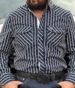 Camisa Vaquera Para Caballero (Navy/White)