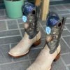Wild West Mocha Ostrich Belly Wide Square Toe Cowboy Boots