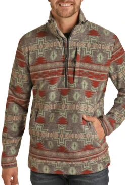 Panhandle Men's Aztec Fleece Pullover -Western Cowboy Clothing PRMO91RZXUZ 94272