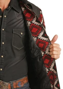 Panhandle Men's Red Aztec Wool Coat -Western Cowboy Clothing PRMO92RZZD BZ 49692