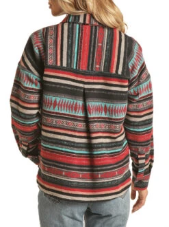 Women's Striped Shirt Jacket- Rock&Roll Denim 6 Women's Striped Shirt Jacket- Rock&Roll Denim -Western Cowboy Clothing RRWO92R03N AZ 45176